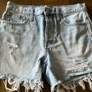 Madewell Blue Jean Shorts Distressed Raw-Edge 27